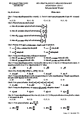 Đề kiểm tra học kì I môn Toán  Lớp 11 (Mã đề 725)